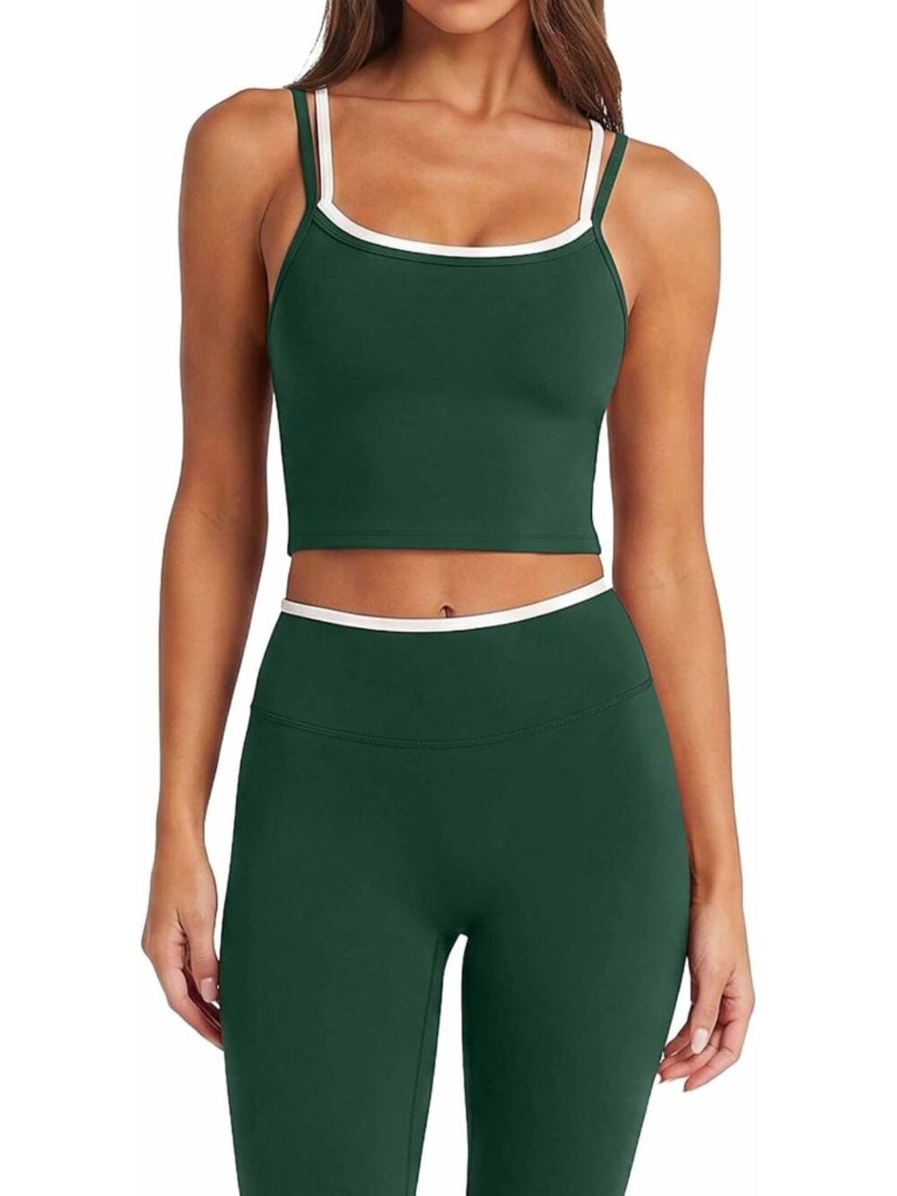 Layered Workout Set for Women | Padded Crop Camisole & Active Leggings